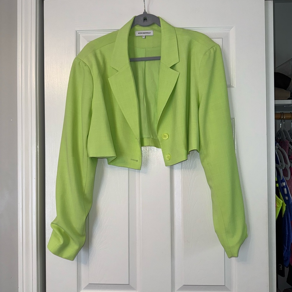 WeWoreWhat Lime Green Cropped Blazer size extra large XL